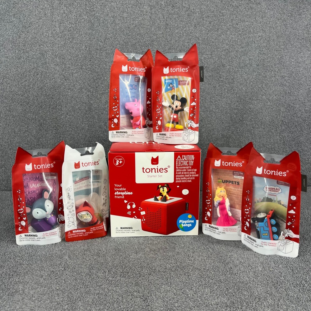 Tonies Toniebox‎ Starter Set Red Kids Bundle 7 Figures Mickey Peppa Thomas New